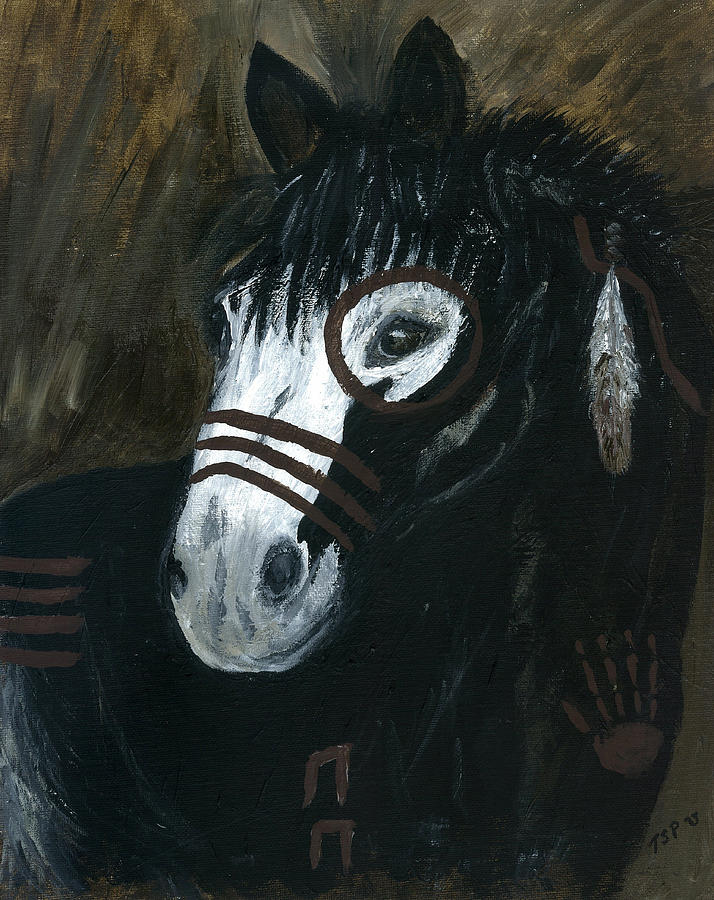 Buffalo Painting - A War Pony by Barbie Batson