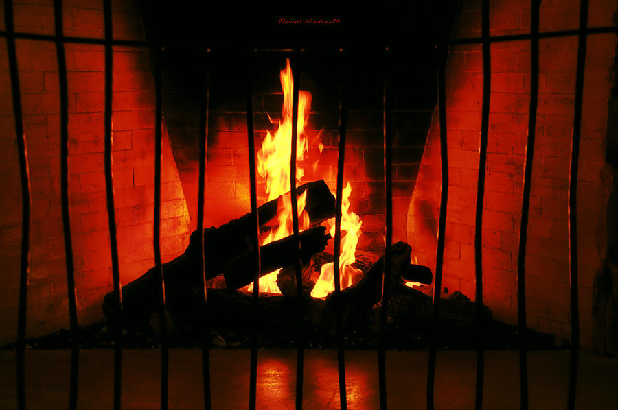 Brick Photograph - A Warm Fireplace by Thomas Woolworth