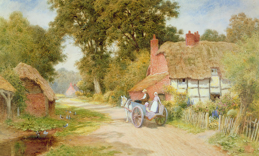 Quaint Painting - A Warwickshire Lane by Arthur Claude Strachan