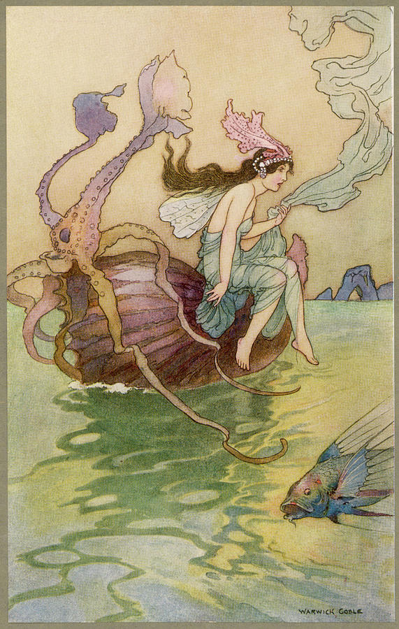 A Waternymph Riding On The Back Drawing by Mary Evans Picture Library