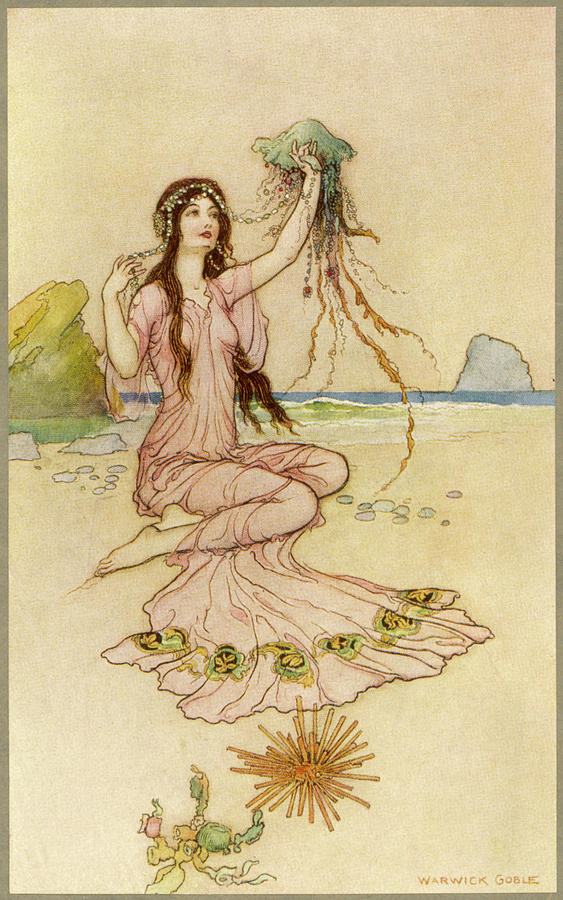 A Water-nymph Sits On The Sand Drawing by Mary Evans Picture Library