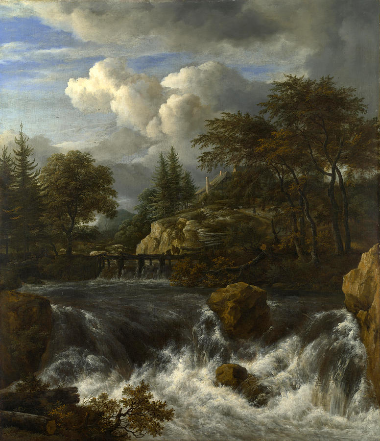 A Waterfall in a Rocky Landscape Painting by Jacob Isaacksz van Ruisdael