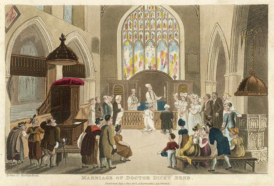 Bend Drawing - A Wedding Service Taking Place In An by Mary Evans Picture Library