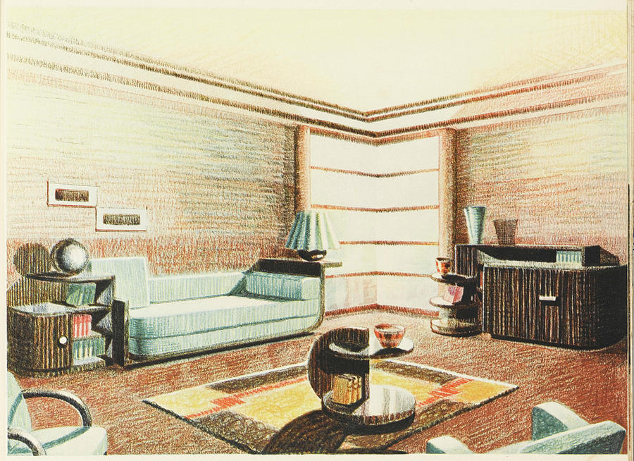 A Well Designed Art Deco Living Room Drawing by Mary Evans Picture