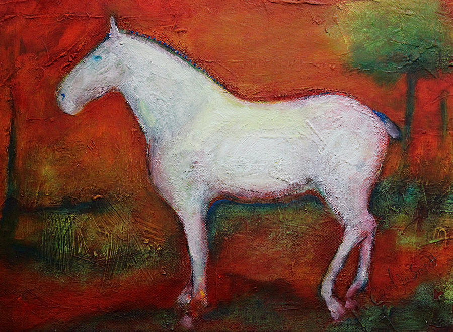 A White Horse Painting by Carol Jo Smidt