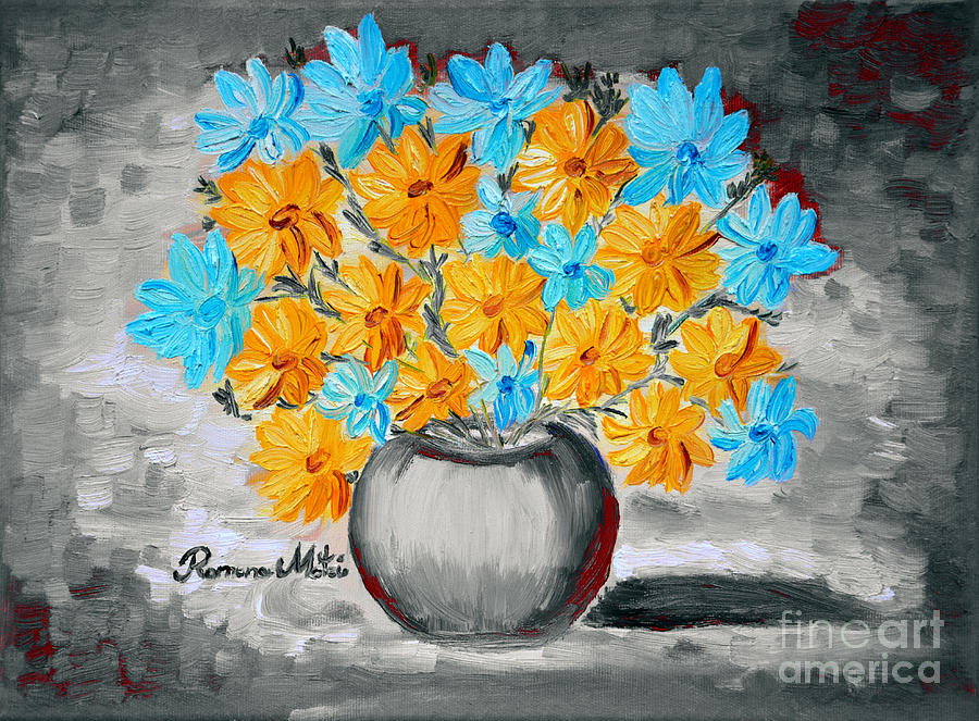 A Whole Bunch of Daisies Selective Color II Painting by Ramona Matei