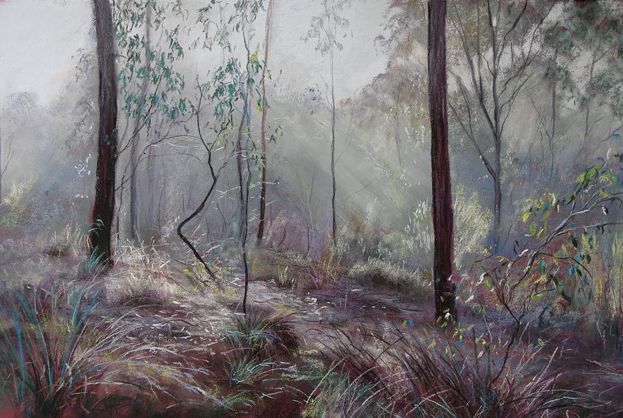 A Wickham Misty Morning Painting by Lynda Robinson