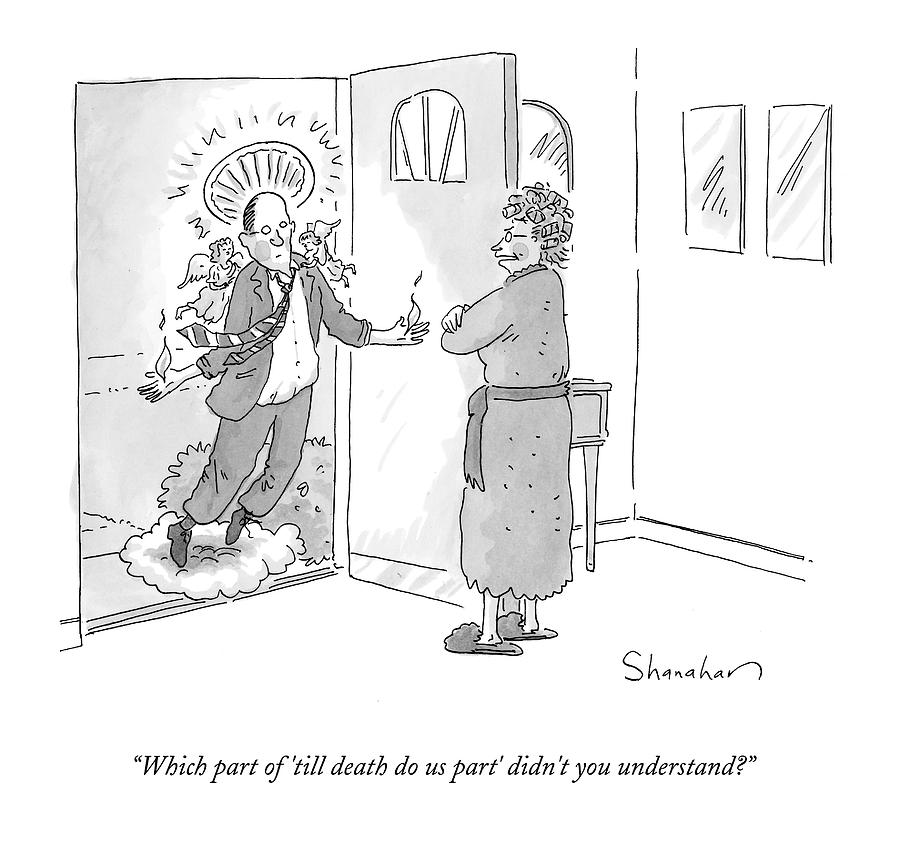 A Wife In Curlers And A Bathrobe Opens The Door Drawing by Danny Shanahan A Wife In Curlers And A Bathrobe Opens The Door Drawing by Danny Shanahan