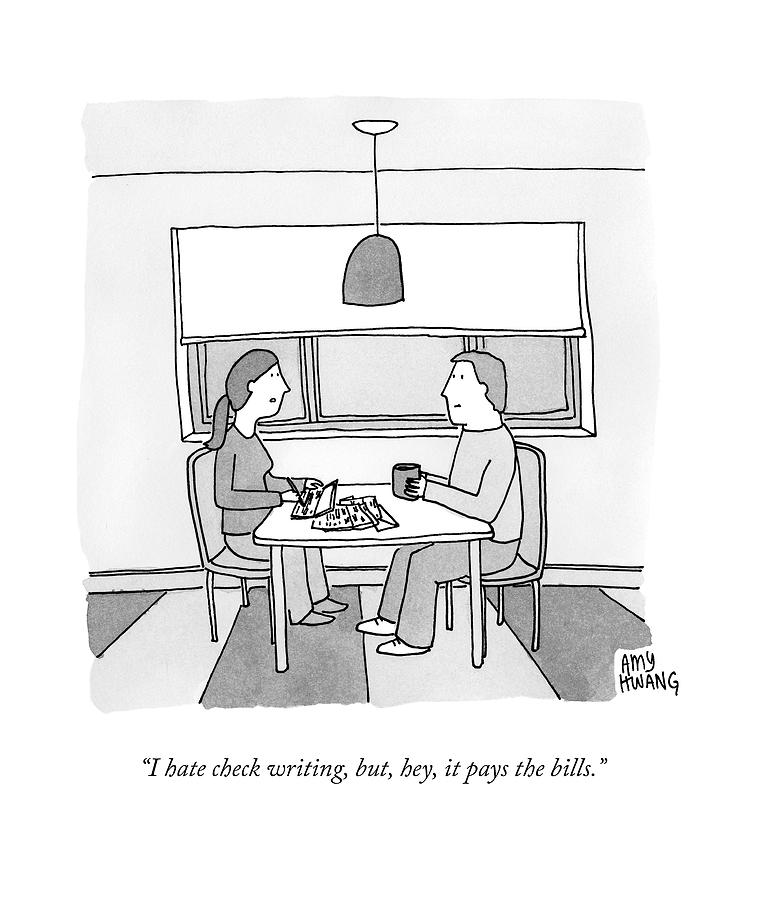 A Wife Writing Checks Drawing by Amy Hwang A Wife Writing Checks Drawing by Amy Hwang