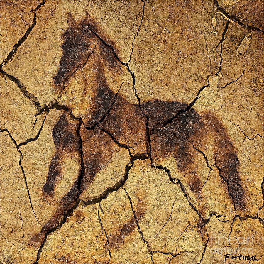Prehistoric Digital Art - A Wild Horse - wal art by Dragica  Micki Fortuna