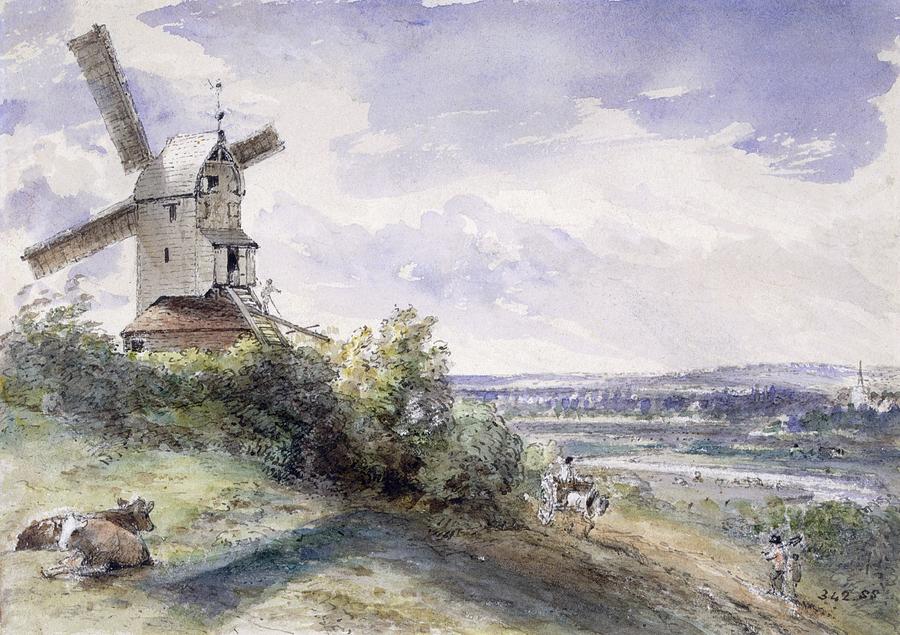 Horse Drawing - A Windmill At Stoke By Nayland by John Constable