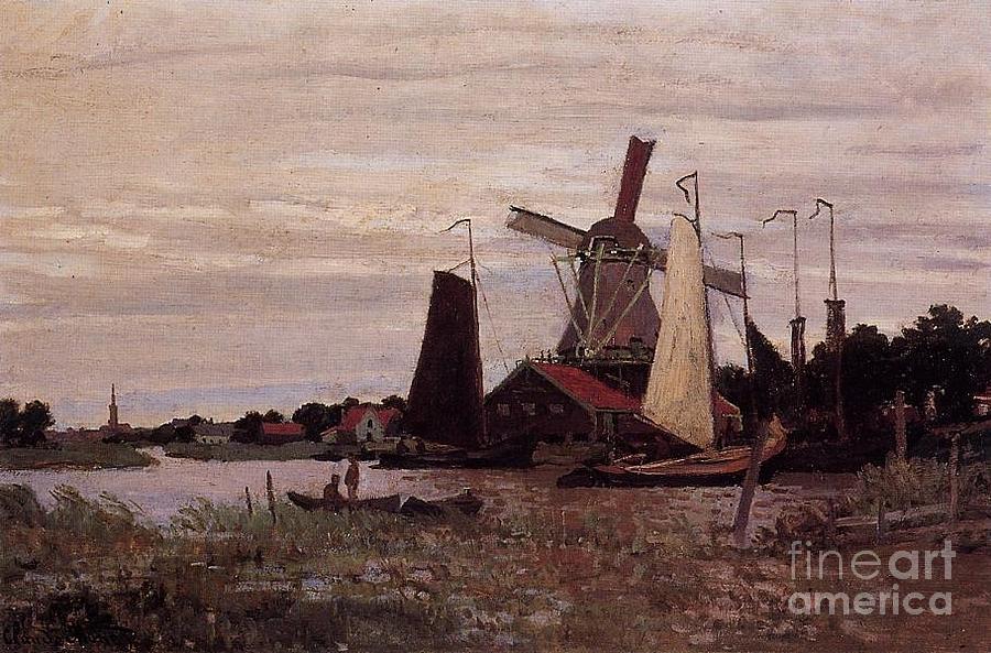 Claude Monet Painting - A Windmill at Zaandam by Claude Monet