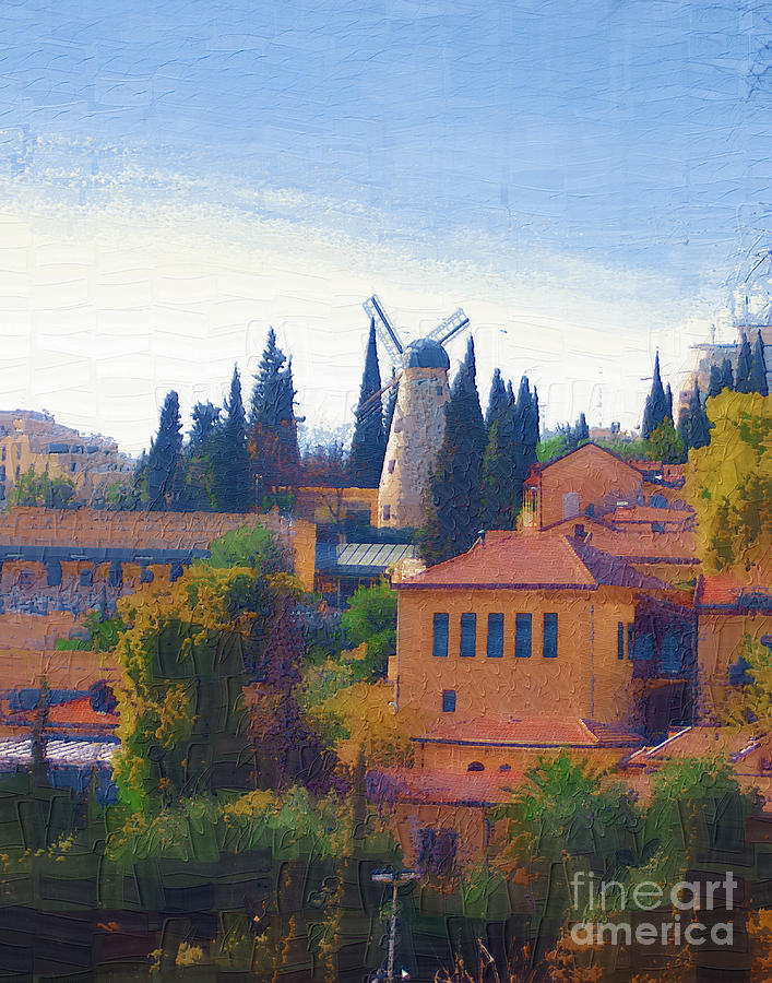 Windmill Digital Art - A Windmill in Jerusalem by Rick Black