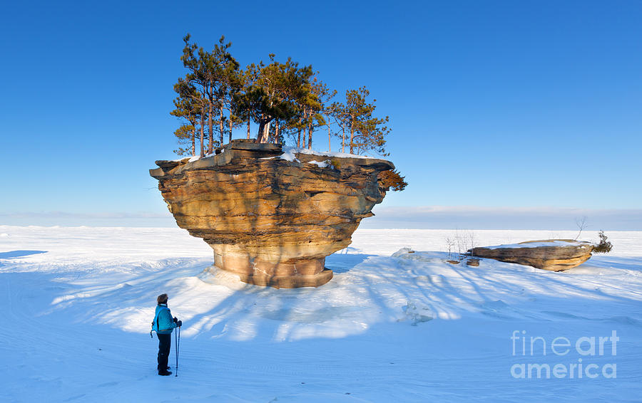 A Winter Hike To Turnip Rock In Port Austin Michigan Photograph