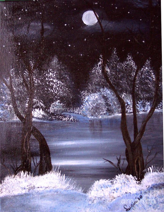 Winter Painting - A Winter Night by Lucia Grilletto