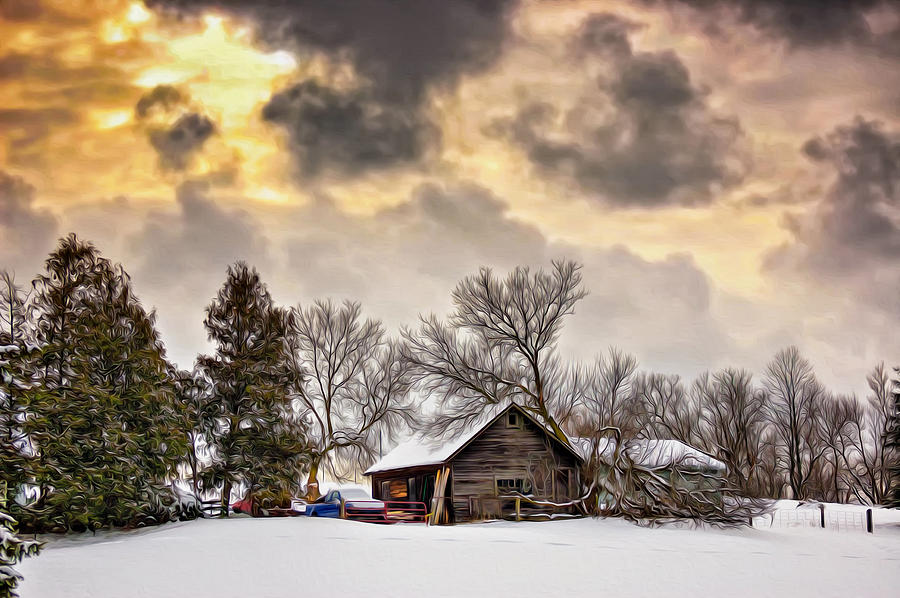Winter Photograph - A Winter Sky - Oil by Steve Harrington
