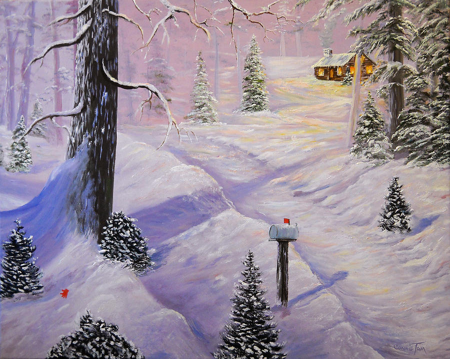 Winter Painting - A Wintery Wonderland Retreat by Connie Tom