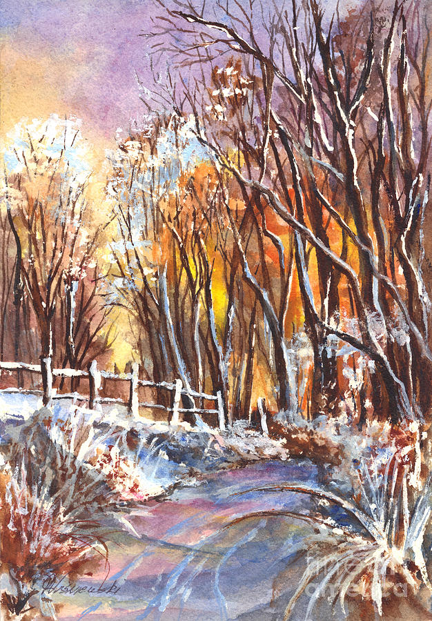 A Firey Winter Sunset Painting by Carol Wisniewski