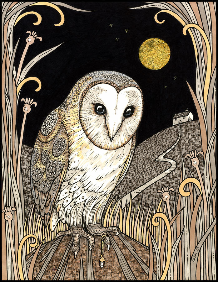 Owl Drawing - A Wise One Waits by Anita Inverarity