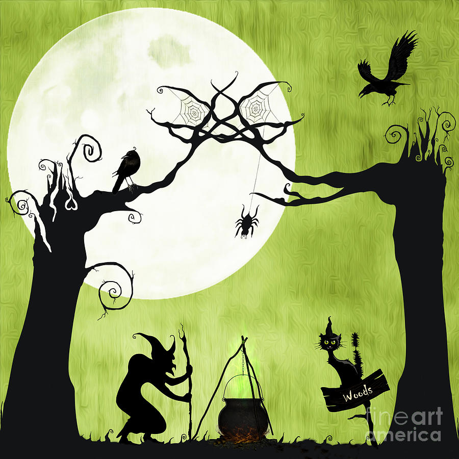 Halloween Digital Art - A Witch in The Woods by Dream Beyond Art