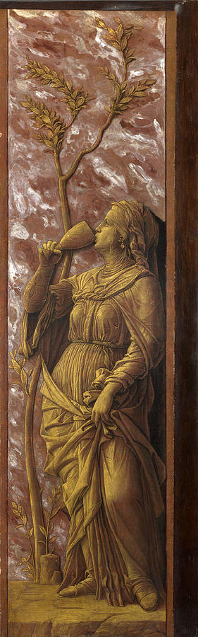 A Woman Drinking Painting by Andrea Mantegna