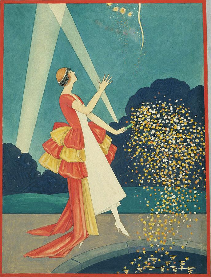 A Woman Holding A Firework Digital Art by George Wolfe Plank