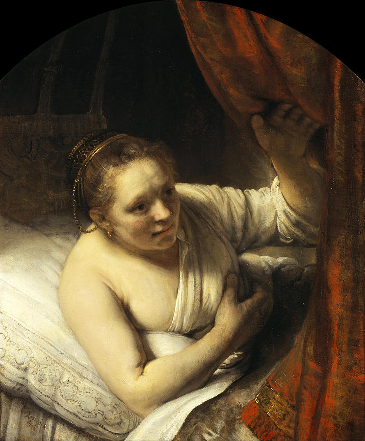 A Woman in Bed  Painting by Rembrandt