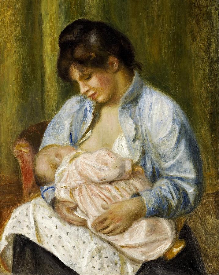 Impressionism Painting - A Woman Nursing a Child by Pierre-Auguste Renoir