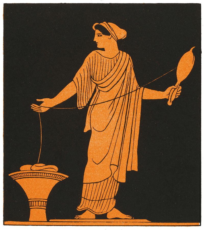A Woman Of Ancient Greece Spinning Drawing by Mary Evans Picture