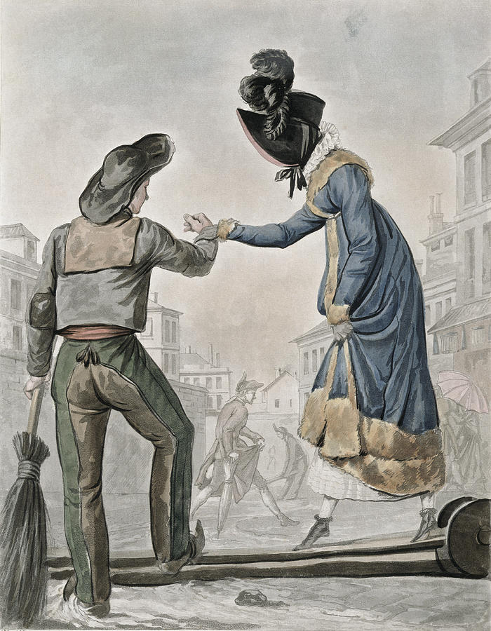 Bridge Drawing - A Woman Paying A Street Sweeper by Antoine Charles Horace Vernet
