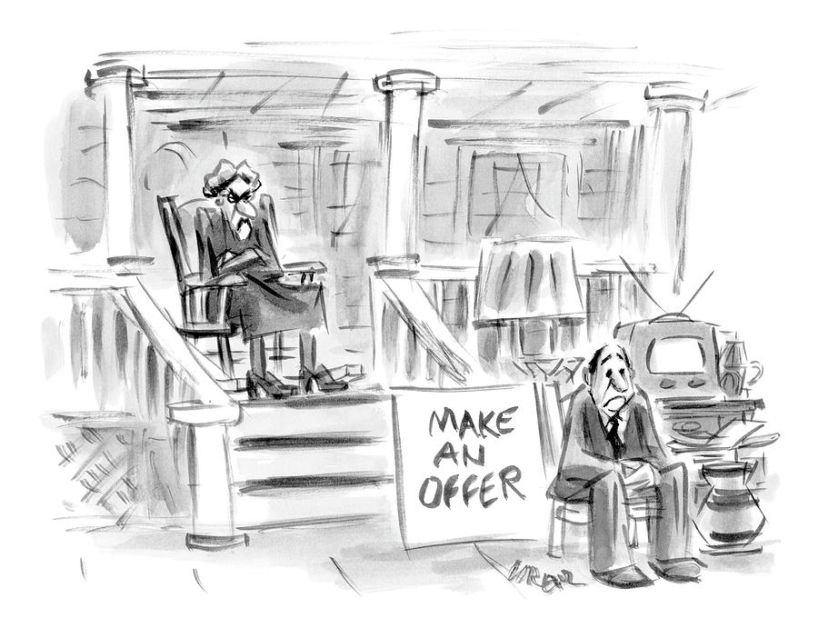 A Woman Sitting On A Porch Is Selling Her Husband Drawing by Lee Lorenz A Woman Sitting On A Porch Is Selling Her Husband Drawing by Lee Lorenz