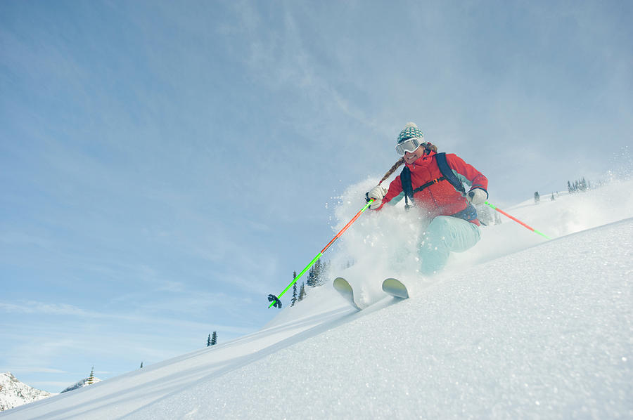 A Woman Skier Smiles As She Skis Photograph by Doug Marshall - Fine Art ...