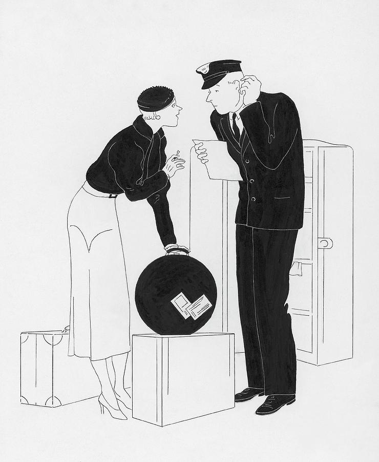 A Woman Speaking To A Customs Officer Digital Art by Rovinsky