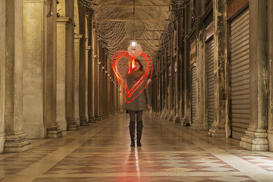 Valentines Day Photograph - A Woman Walking In A Corridor Making by Mats Silvan