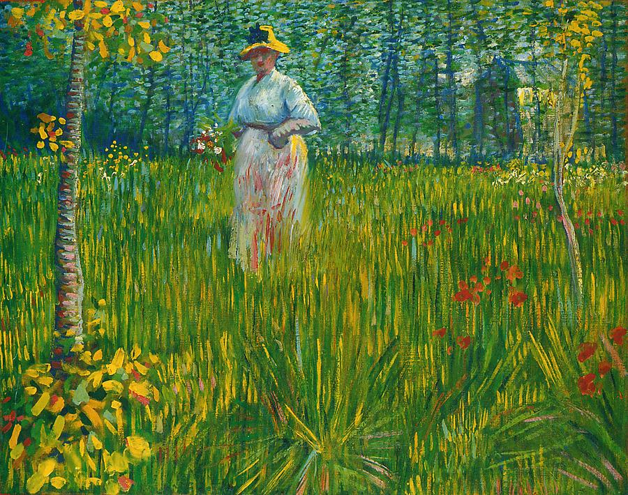 A Woman Walking in a Garden Van Gogh 1887 Painting by Movie Poster Prints