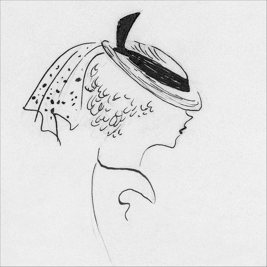 A Woman Wearing A Jean Patou Hat Digital Art by Marcel Vertes