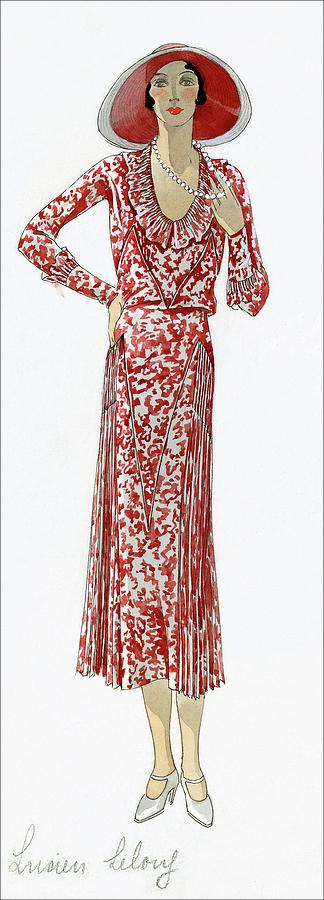 A Woman Wearing A Red Dress By Lucien Lelong Digital Art by David