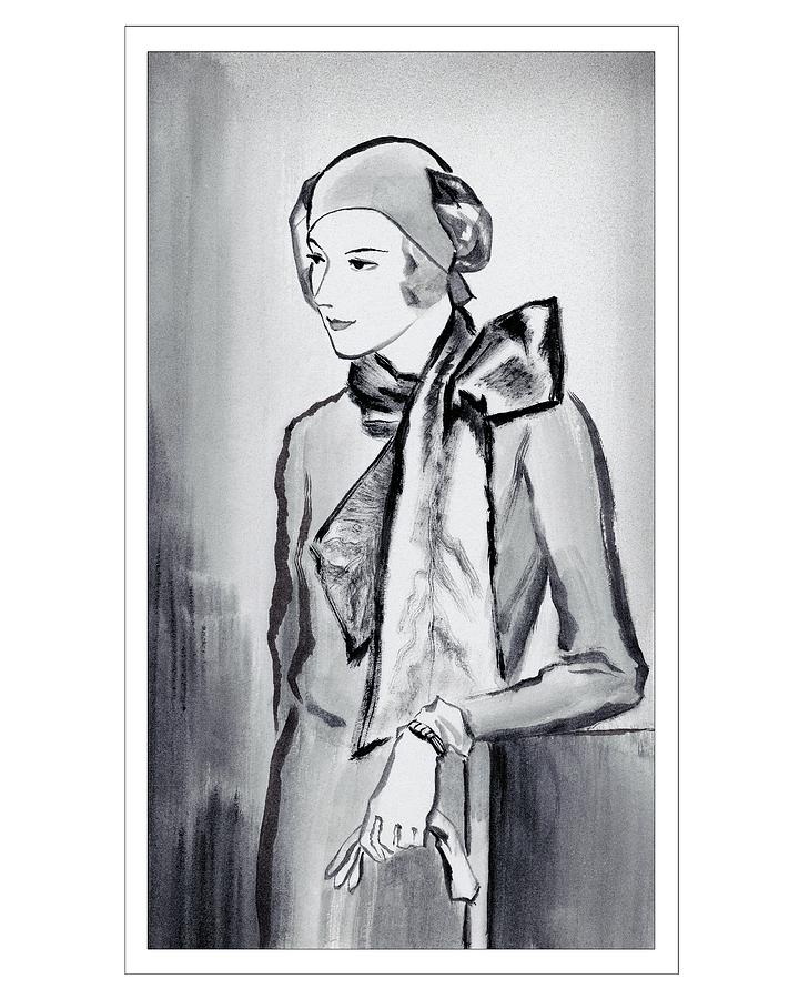 A Woman Wearing A Scarf Digital Art by Rene Bouet-Willaumez