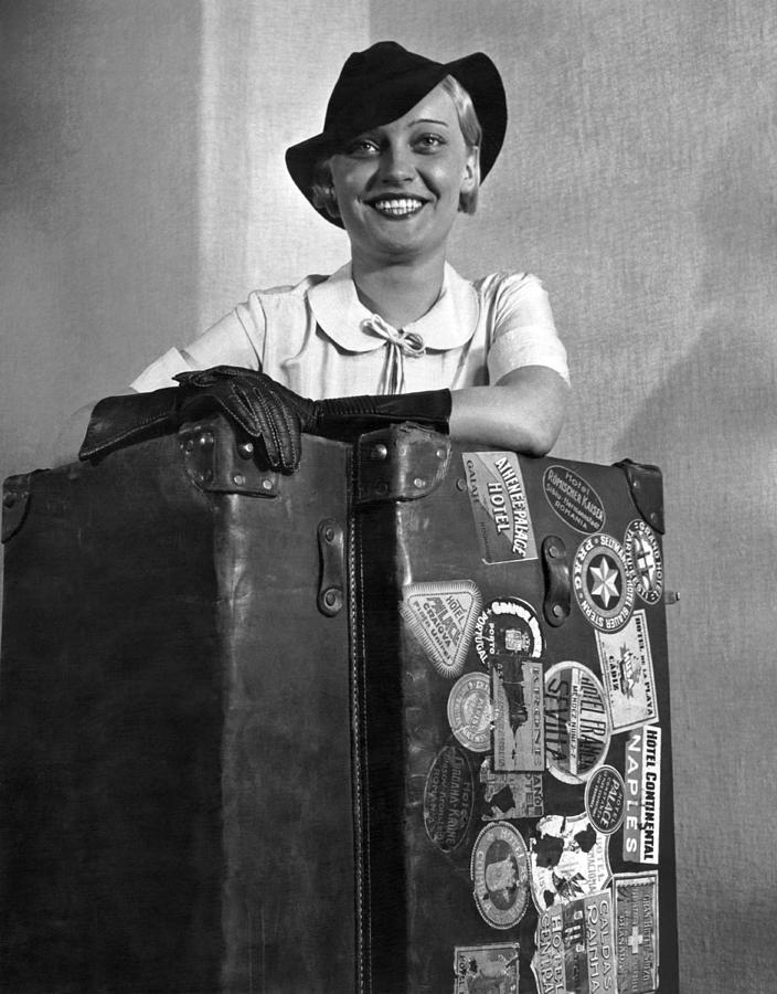 A Woman With Her Steamer Trunk Photograph by Underwood Archives