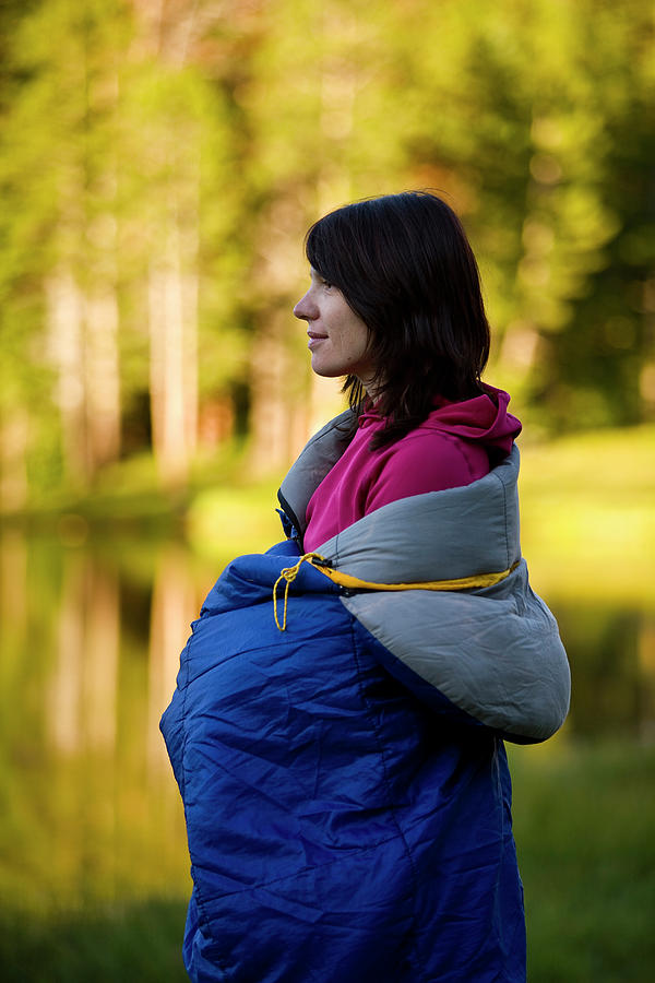 A Woman Wrapped In A Sleeping Bag Photograph by Chris Noble - Fine Art ...