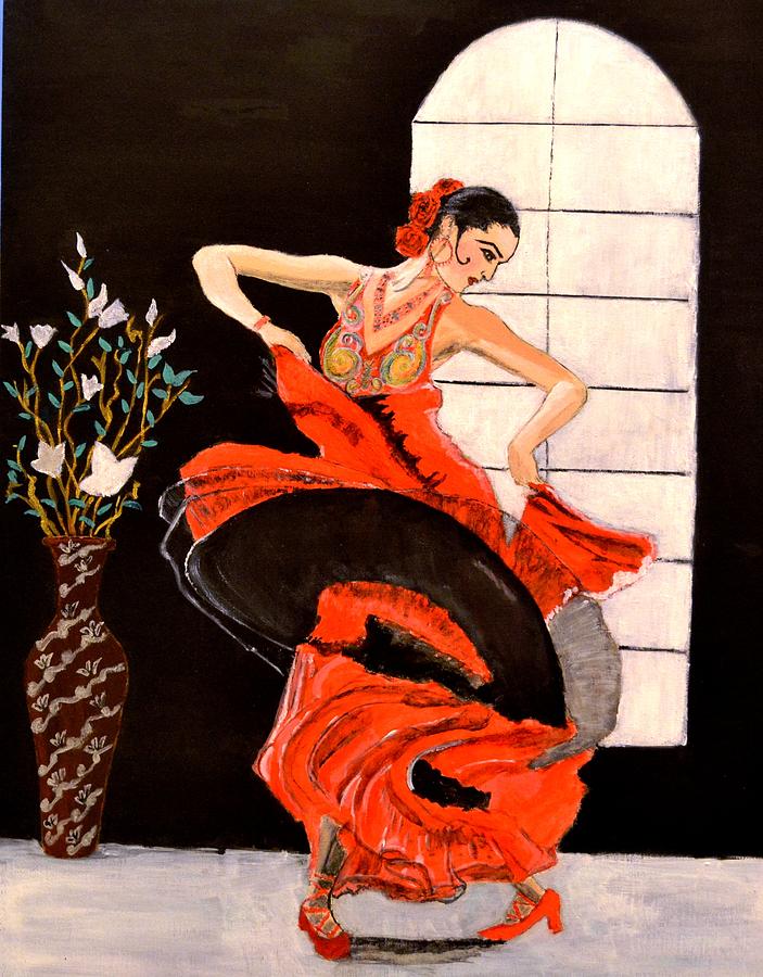 Flower Painting - A Womans Dance by Salomi Prakash