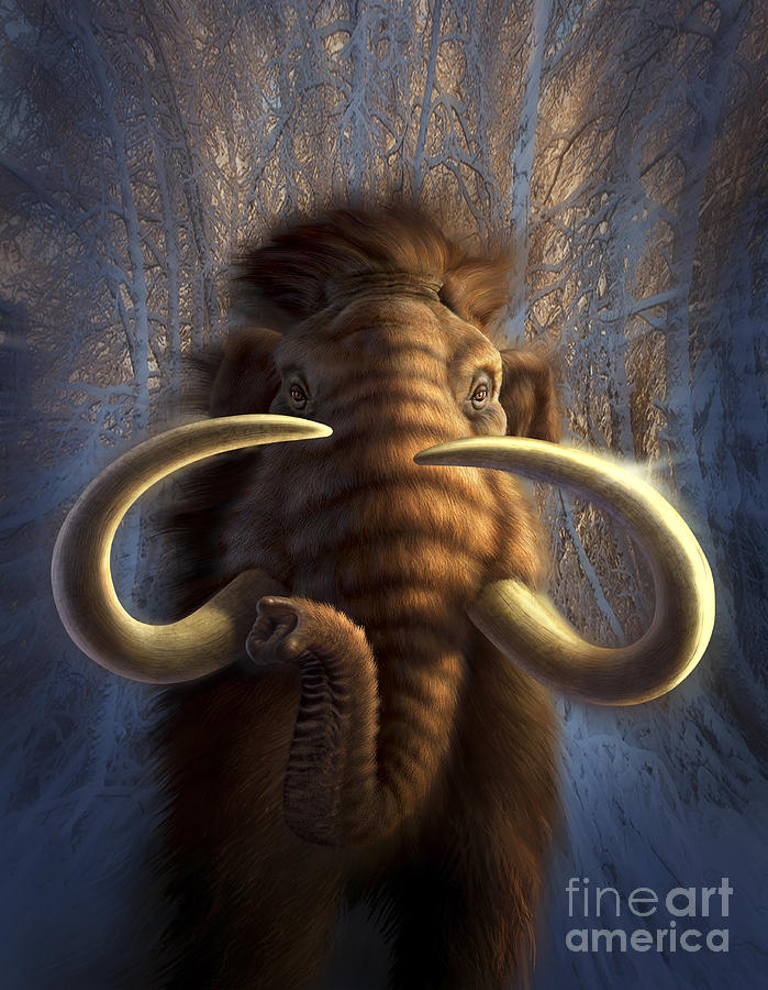A Woolly Mammoth Bursting Digital Art
