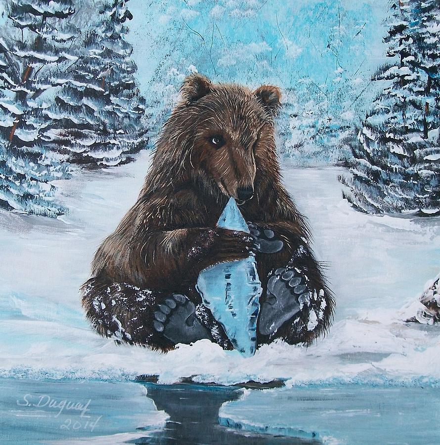 A Young Brown Bear Painting by Sharon Duguay