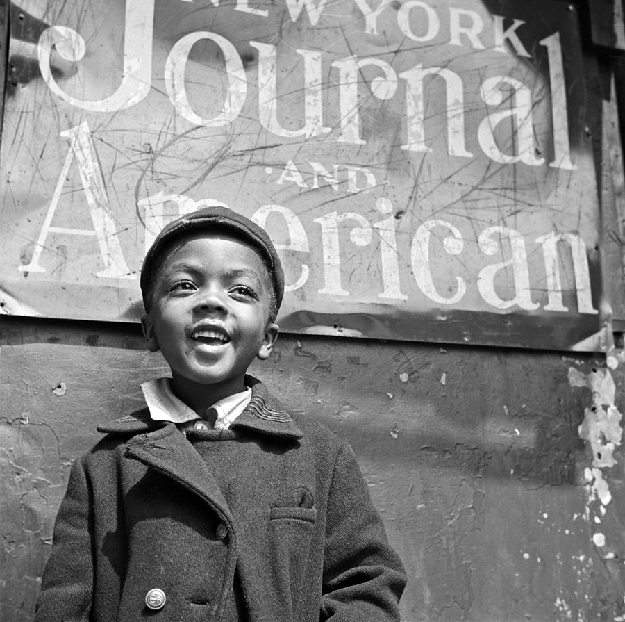 Harlem Photograph - A Young Harlem Newsboy by Underwood Archives