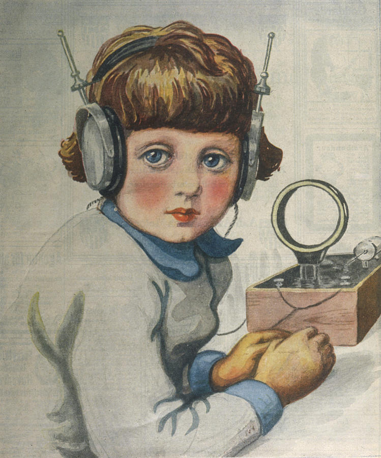 Entertainment Drawing - A Young Listener, Listening To A Radio by Mary Evans Picture Library