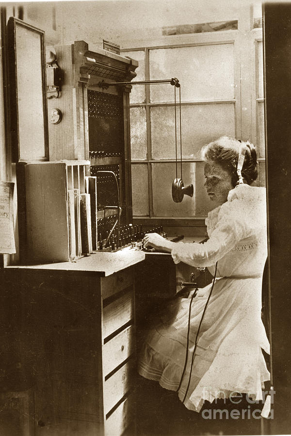 Young Photograph - A young Winnifred Tuttle works the telephone exchange Pacific Grove circa 1905 by Monterey County Historical Society