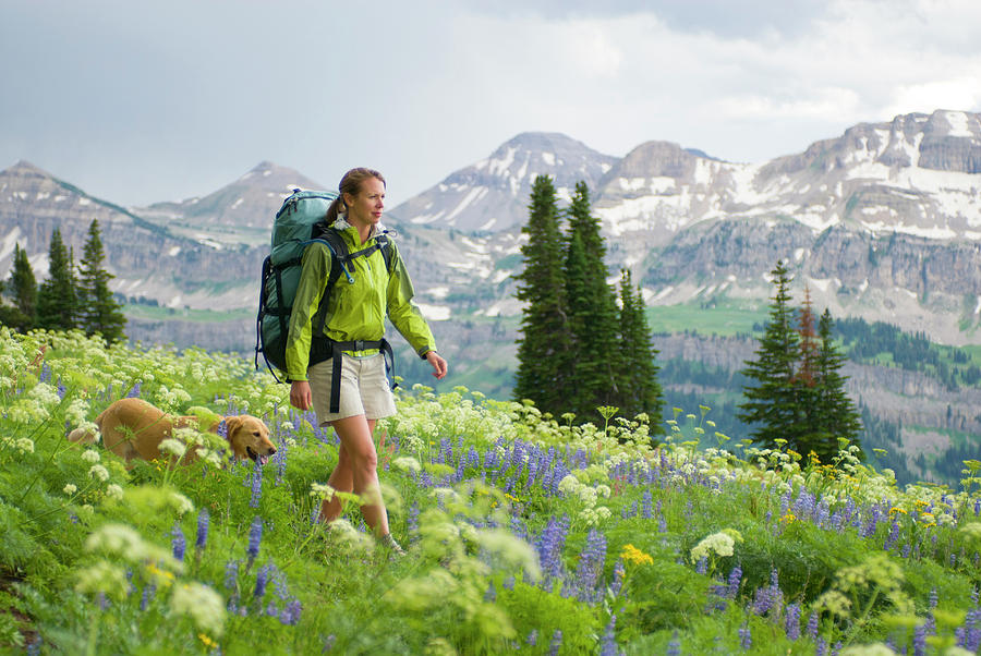 Adventure Photograph - A Young Woman And Her Dog Hike by Jeff Diener Adventure Photograph - A Young Woman And Her Dog Hike by Jeff Diener