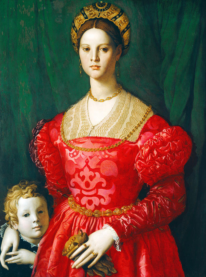 Bronzino Painting - A Young Woman and Her Little Boy by Bronzino