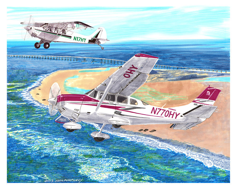  Cessna 206 and A1A Husky Painting by Jack Pumphrey