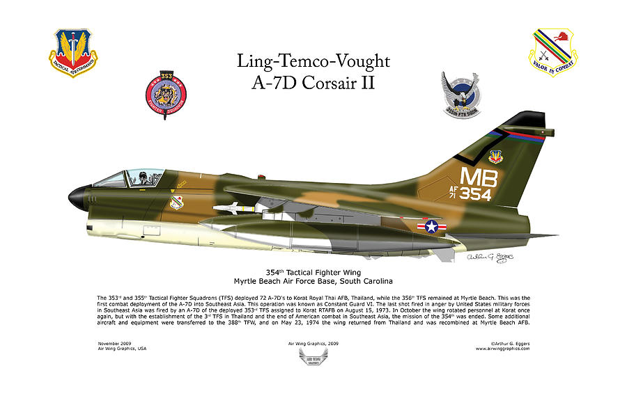 Ling-temco-vought Digital Art - A7D Corsair II by Arthur Eggers